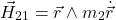  \begin{equation*} \vec{H}_{21} = \vec{r} \wedge m_2 \dot{\vec{r}} \end{equation*} 